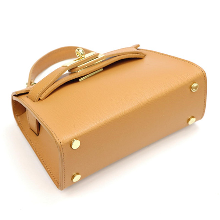 Vera Pelle torebka kuferek skóra naturalna brązowy