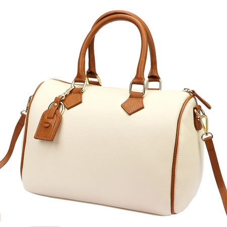 Vera Pelle torebka kuferek skóra naturalna beżowy