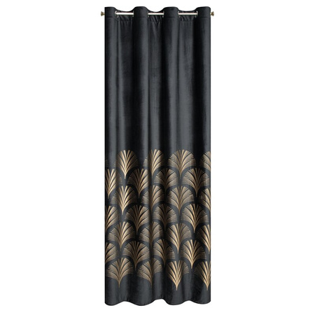 Zasłona gotowa czarna na przelotki 140X250 