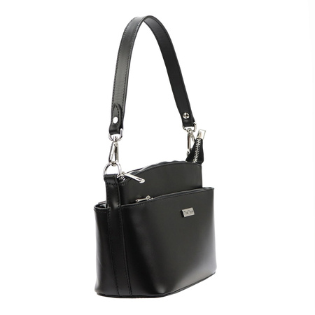 MiaMore torebka listonoszka skóra naturalna czarny