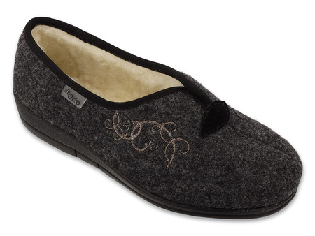 Befado - Obuwie buty damskie kapcie z futrem owczym ocieplane