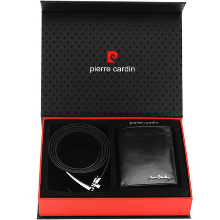 Zestawy na prezent Portfel męski pasek skórzany skóra naturalna  Pierre Cardin 