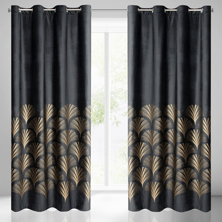 Zasłona gotowa czarna na przelotki 140X250 