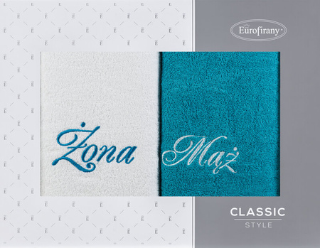 KOMPLET RĘCZNIKÓW MĄŻ ŻONA 47 X 37 X 7 CM BIAŁY