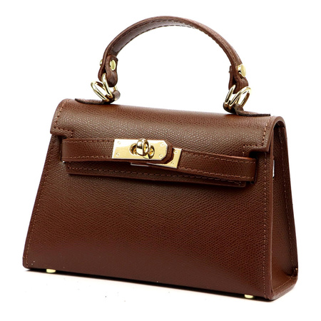 Vera Pelle torebka kuferek skóra naturalna brązowy