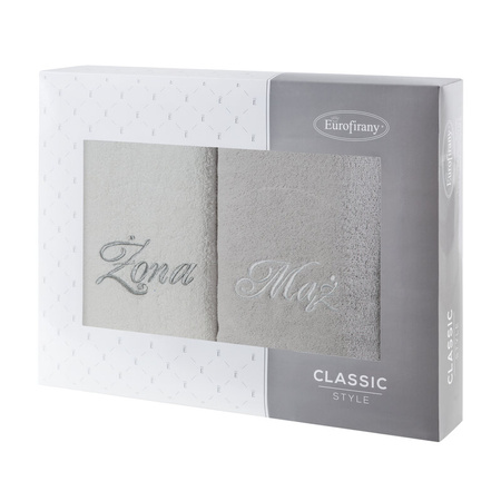 KOMPLET RĘCZNIKÓW MĄŻ ŻONA 47 X 37 X 7 CM BIAŁY