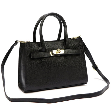 Vera Pelle torebka kuferek skóra naturalna czarny