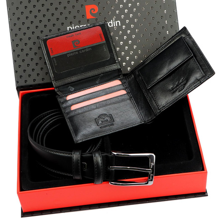 Zestaw na prezent dla mężczyzny portfel i pasek męski skórzany Pierre Cardin
