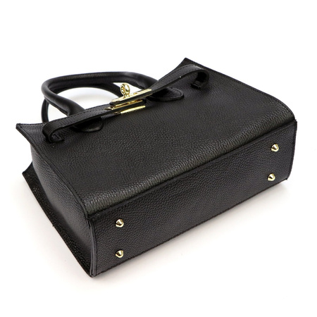 Vera Pelle torebka kuferek skóra naturalna czarny