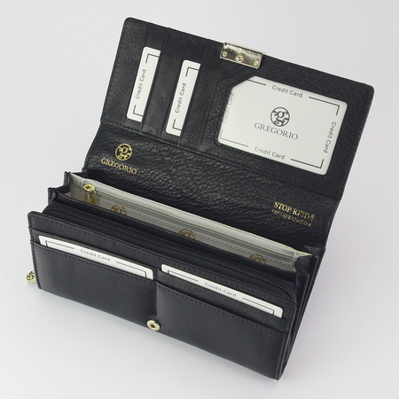 Gregorio portfel skóra naturalna licowa szary kobieta