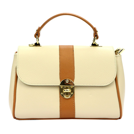 Vera Pelle torebka kuferek skóra naturalna beżowy