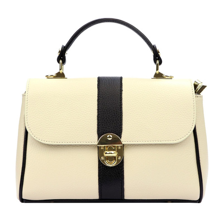 Vera Pelle torebka kuferek skóra naturalna beżowy