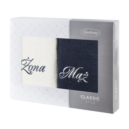 KOMPLET RĘCZNIKÓW MĄŻ ŻONA 47 X 37 X 7 CM BIAŁY