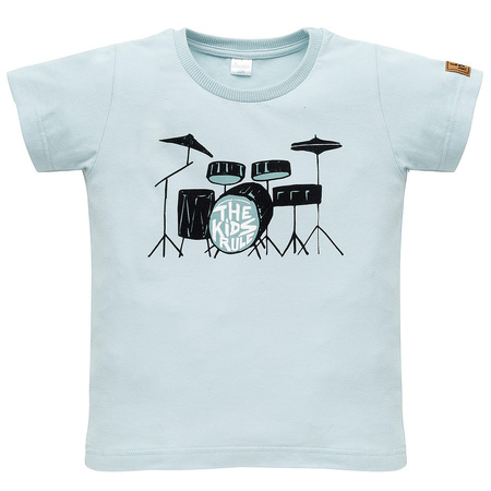 T-shirt LETS ROCK niebieski,perkusja 140