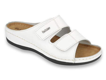 Inblu - Obuwie buty damskie klapki skórzane białe