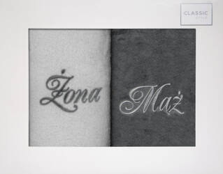 KOMPLET RĘCZNIKÓW MĄŻ ŻONA 47 X 37 X 7 CM SREBRNY