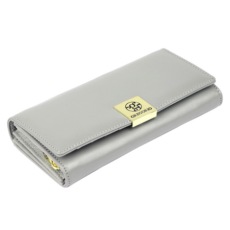 Gregorio portfel skóra naturalna licowa szary kobieta