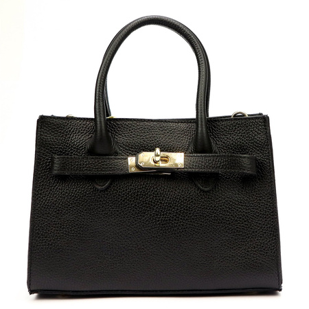 Vera Pelle torebka kuferek skóra naturalna czarny