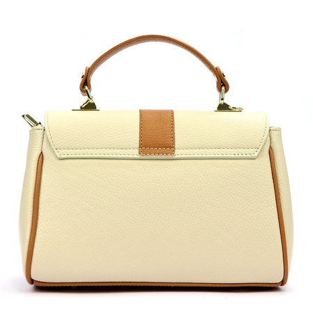 Vera Pelle torebka kuferek skóra naturalna beżowy