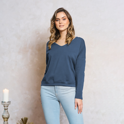 Italian Fashion Bluza damska dresowa KARINA długi rękaw jeans