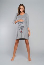 Italian Fashion Koszula nocna damska ciążowa  BALSAM rękaw 3/4 melanż