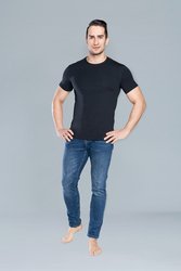 Italian Fashion Koszulka męska IKAR krótki rękaw czarna 