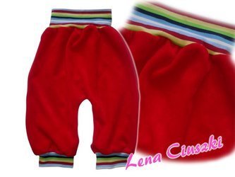 Spodnie spodenki WELUROWE czerwony 68 Lena ciuszki