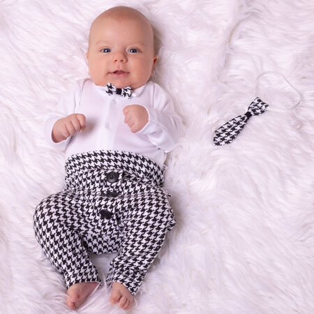 Body krawat muszka niemowlęce rozpinane kopertowo dla chłopca długi rękaw Nicol Viki 
