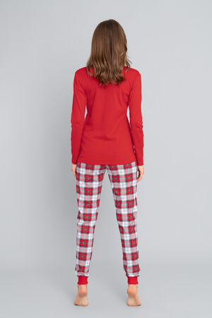 Italian Fashion Piżama damska MOSSI długi rękaw długie spodnie czerwony/druk