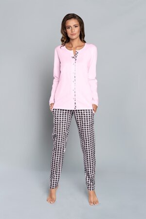 Italian Fashion Piżama damska SAVITRI długi rękaw długie spodnie róż/druk 