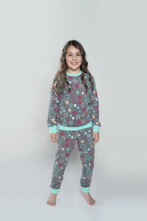 Italian Fashion Piżama dziewczęca REA długi rękaw długie spodnie druk/zielony 