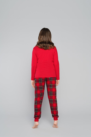 Italian Fashion Piżama dziewczęca SANTA długi rękaw długie spodnie czerwony/druk 