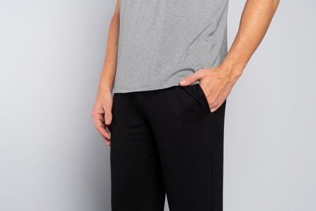 Italian Fashion Piżama męska DALLAS krótki rękaw długie spodnie melanż/czarny 