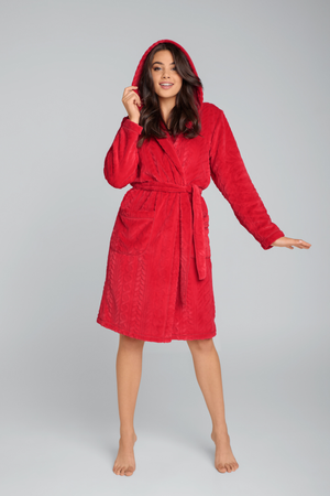 Italian Fashion Szlafrok damski  ZALA długi rękaw czerwony 