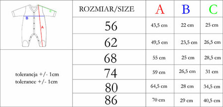 Pajac bez stópek  niemowlęcy dla dziewczynki wyprawka  Nicol Rosy 