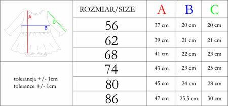 Sukienko-body dla dziewczynki z długim rękawem niemowlęce Nicol Lizy 