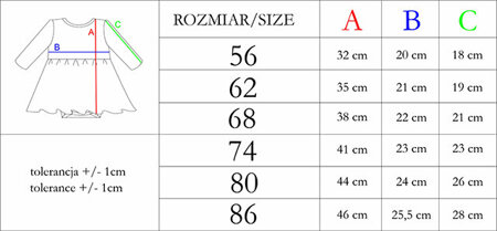 Sukienko-body dla dziewczynki z długim rękawem niemowlęce Nicol Rosy  